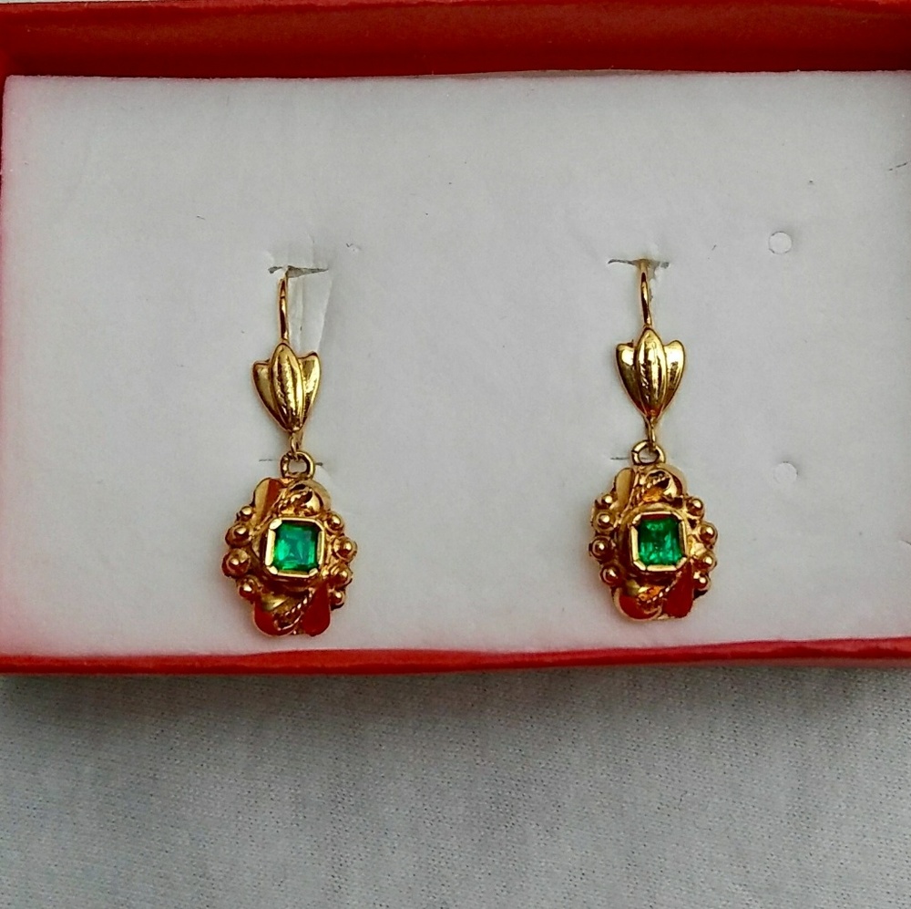 ⚜️18K Gold & Emeralds earrings